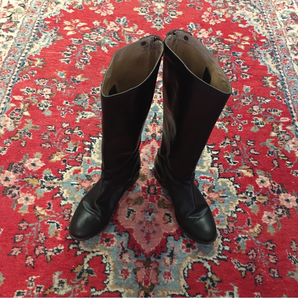 Frye Melissa Button Back Zipper Black Leather Riding Boots 3476431 Womens 7B